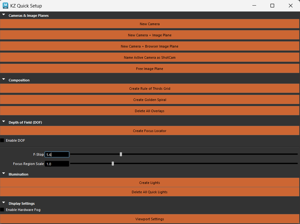 maya tool camera and layout